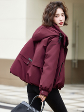 安可拉红羽绒服女冬季新款2024宽松休闲小个子加厚派克服短款外套，女装羽绒服，姿萝菲