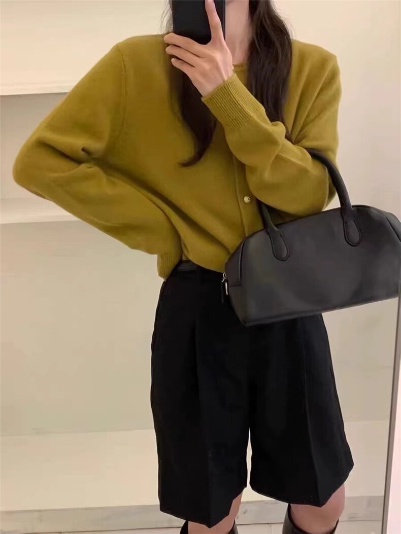韩版小众温柔风毛衣开衫慵懒外套小个子粉色春秋新款针织上衣,针织衫/毛衣,半城羊绒