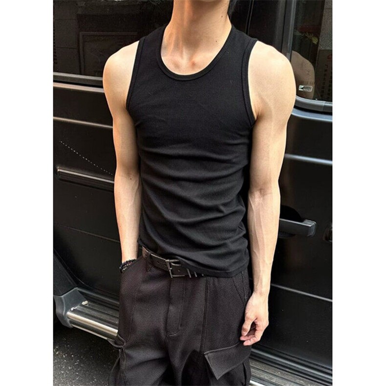 嘻哈美式无袖螺纹背心男肌肉健身紧身运动T恤男打底衫 TX21图片