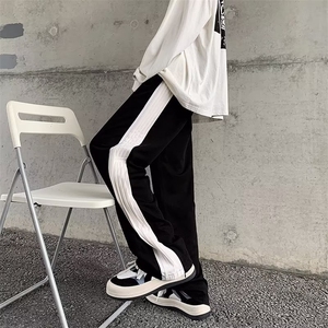 直筒原宿青春流行休闲裤潮男时尚潮牌条纹文艺潮流运裤X2309/P40图片