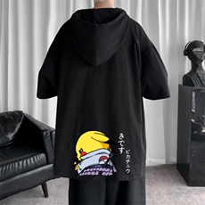 LD54036-P45连帽短袖t恤男大码胖子带帽五分袖中袖，男装T恤，电商A040