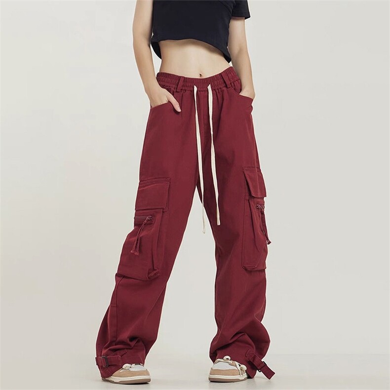 美式嘻哈高街设计感宽松阔腿新年工装裤男女百搭街舞裤拖地长裤潮，男装工装外套，星座516A