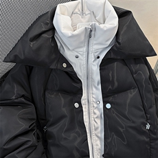 小众结构拼接双层设计感棉服外套金属纽扣假两件棉衣MY0832-P110，男装棉衣，星座308B-1