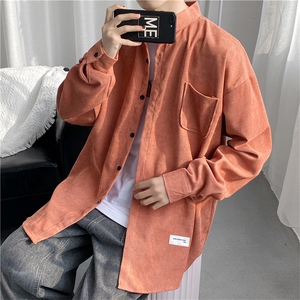 复古衬衣灯芯绒衬衫男港风春季原宿风M-3XL设计感小众 W2510-P35图片