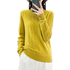 2332半高领羊毛衫女宽松百搭纯色加厚毛衣女针织打底衫，女装羊毛衫，邓利维