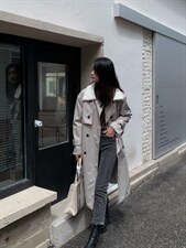 兔毛里风衣式长款衣 Size：F，女装风衣，里奈(1F)