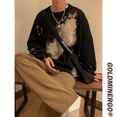 潮牌美式复古vibe高街破洞别针毛衣男女扎染小众针织衫9836-p48，男装针织衫/毛衣，星座1008