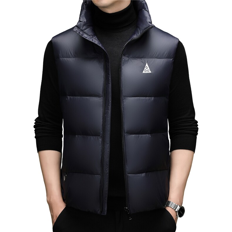 2025新款冬季男士立领短款90%白鸭绒羽绒服马甲加厚羽绒服外套,男装羽绒服,钱塘723