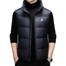 2025新款冬季男士立领短款90%白鸭绒羽绒服马甲加厚羽绒服外套，男装羽绒服，钱塘723