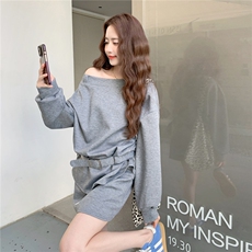 【现货】长袖露肩卫衣半身裙两件套2C327-9901-P160-K238，女装连衣裙，2C327