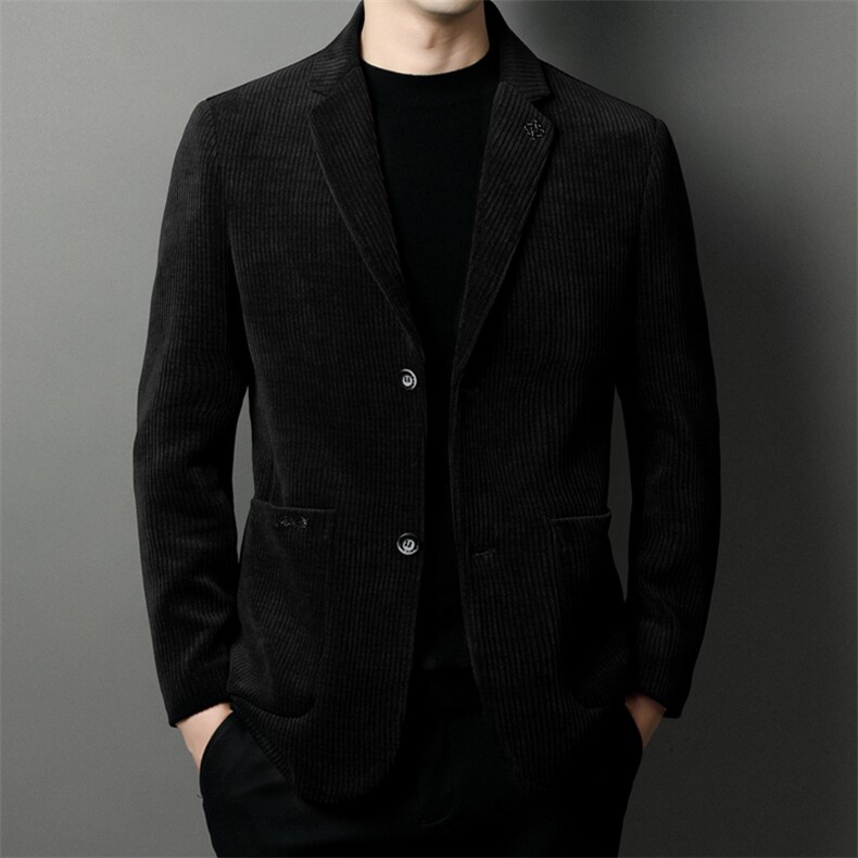 中年冬季男士商务休闲毛呢西装上衣2023新款加厚保暖男装西服外套图片