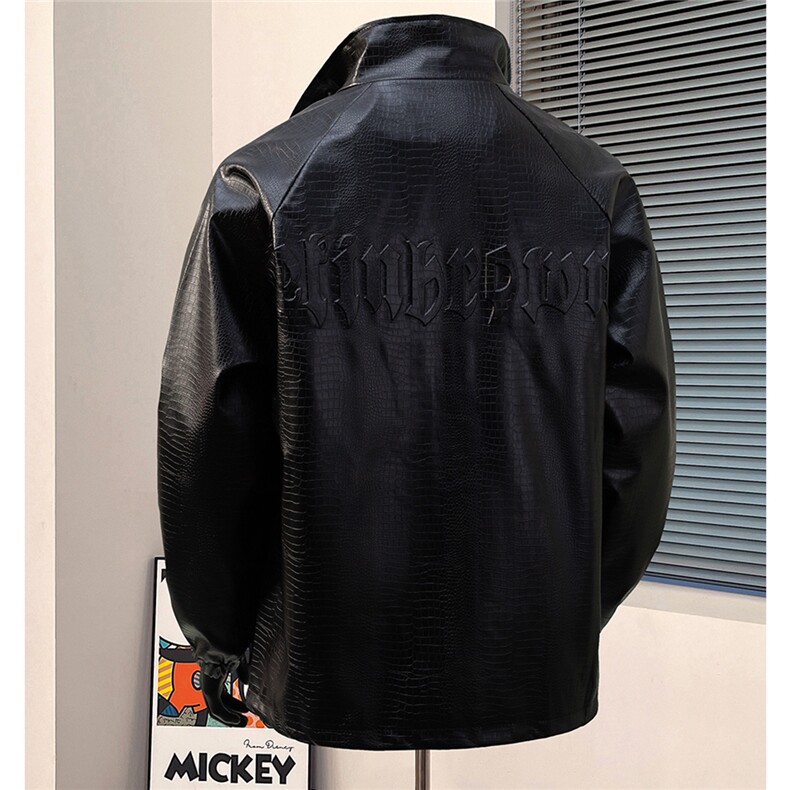 1美式鳄鱼纹钢印大码M-5XL面层：PU皮夹克男JK8749P90控128，男装夹克，星座226-2