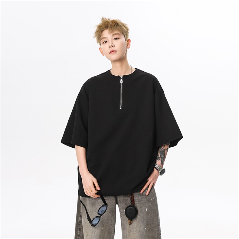 现货夏新重磅亨利领肌理感短袖T恤宽松潮流男513DT3537P33，男装T恤，星座513