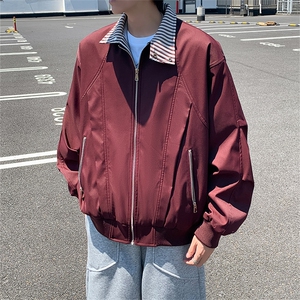 立领拼接结构小短款夹克男ins高街潮牌原宿风宽松外套JK0901-P78图片