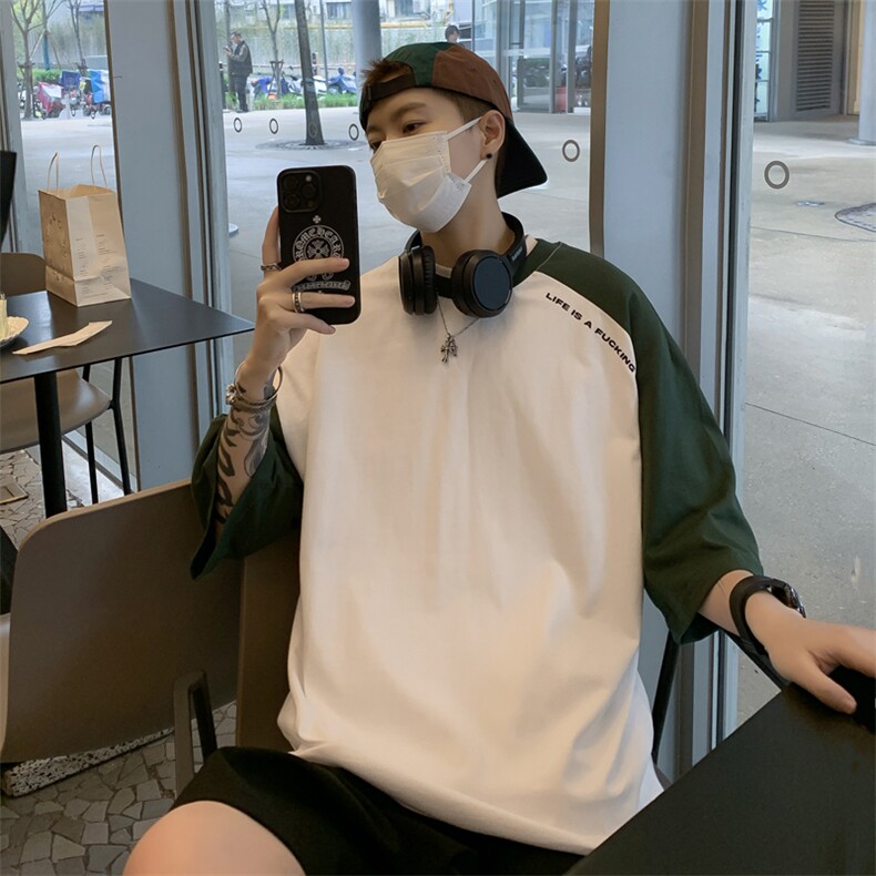 C230-P28日系复古圆领半袖T恤2024夏季新款潮流撞色短袖T恤男,男装T恤,星座512-6