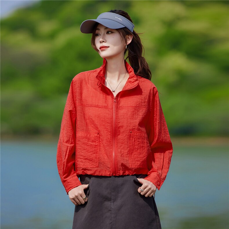 现货2026夏季新款轻薄透气时尚宽松休闲莱赛尔常规夏季女士短外套,女装防晒衣,靓衣阁