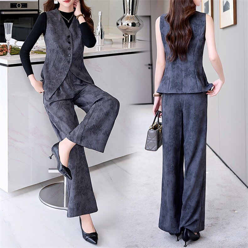 闺舍2025春季新款御姐风高级感马甲阔腿裤套装女搭配一整套，女装套装/套裙，时尚俏佳人