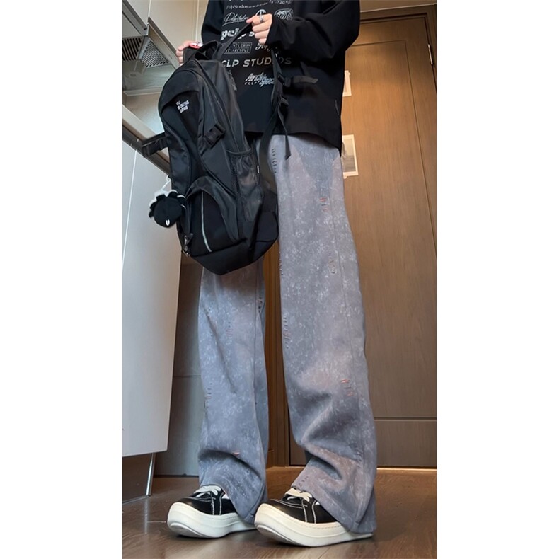 秋季新款设计感松紧腰长裤男宽松休闲百搭高级感裤子K8680-特价45,男装休闲裤,电商A007
