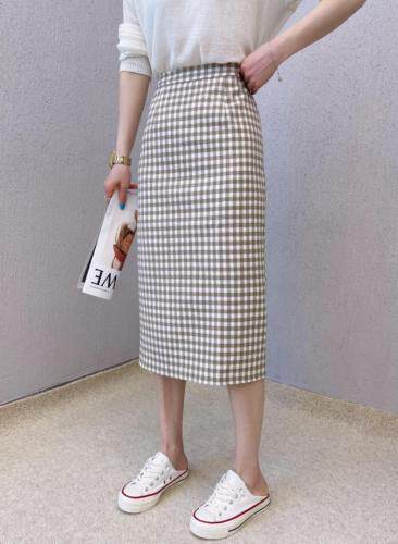 春款格子半身裙，女装半身裙，变色鸟(4F)