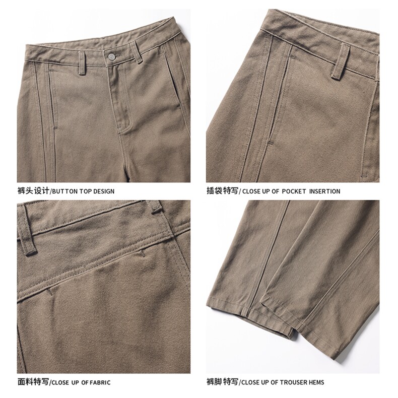 2025秋季新款白底美式纯棉水洗弯刀裤M-5XLGK25991-特P50,男装休闲裤,电商A022
