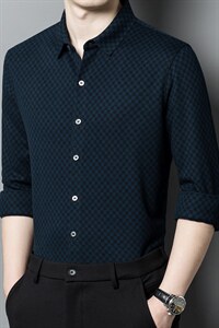BB22055钱塘2020-2秋季中年薄款宽松长袖衬衫商务休闲衬衣P137图片
