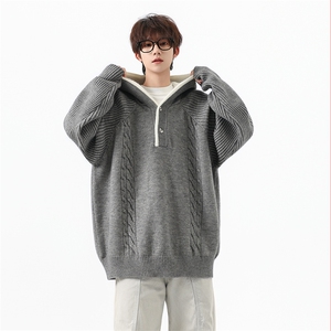 拼色连帽绞花纹加厚高级感男士毛衣秋冬季男装衣服MY05836-P73图片