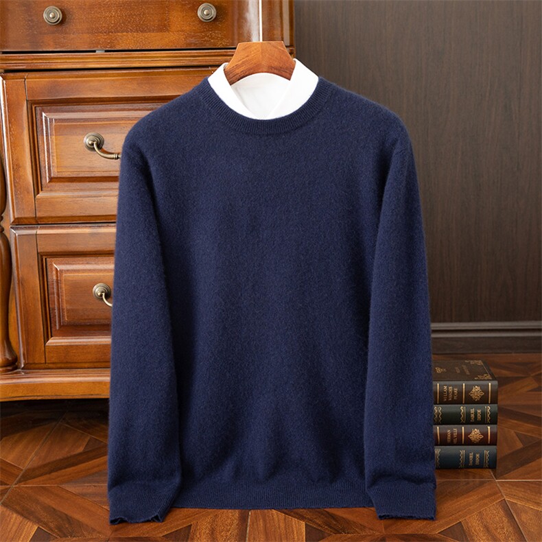 秋冬新款男士套头衫保暖舒适简约休闲百搭长袖毛衣，男装羊绒套衫，狄美羊绒