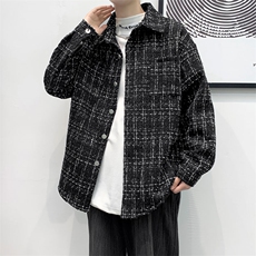 WX025-春秋款P55加绒款P65小香风夹克外套男千鸟格时尚潮流，男装夹克，电商A320
