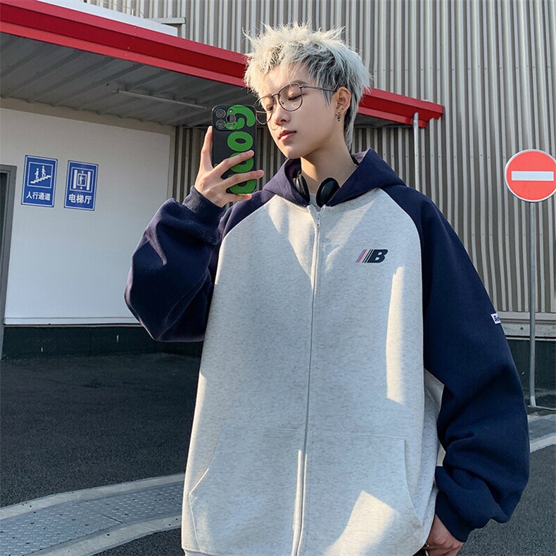 WY601-P42秋美式连帽宽松型开衫卫衣外套现货,男装卫衣,星座1503