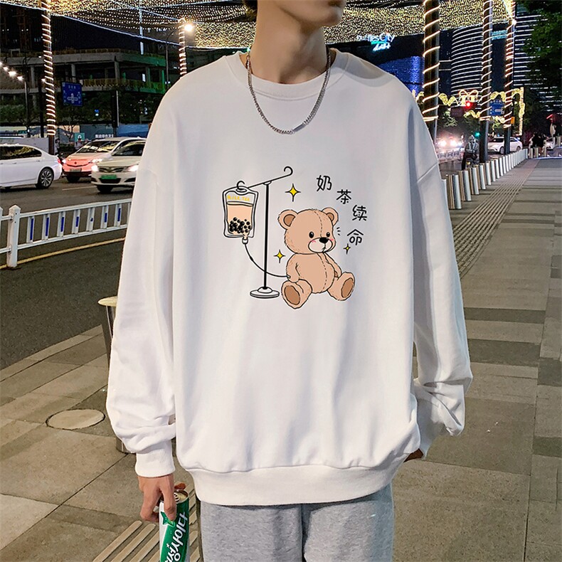 S6194-P28加绒款-P33秋季圆领卫衣男大码韩版宽松长袖外套,男装卫衣,电商A040