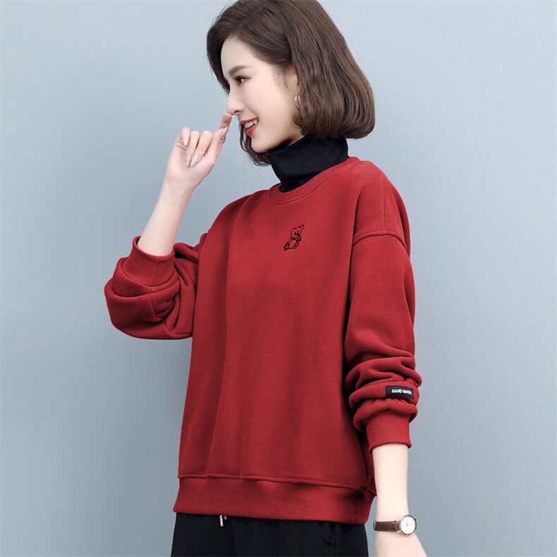 时尚运动女2025年春秋新款大码休闲高领加绒卫衣运动裤,女装卫衣/绒衫,璐依舞