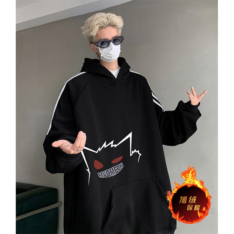抖音得物供货提供视频秋冬重磅美式宽松织带连帽卫衣04177,男装卫衣,电商A486