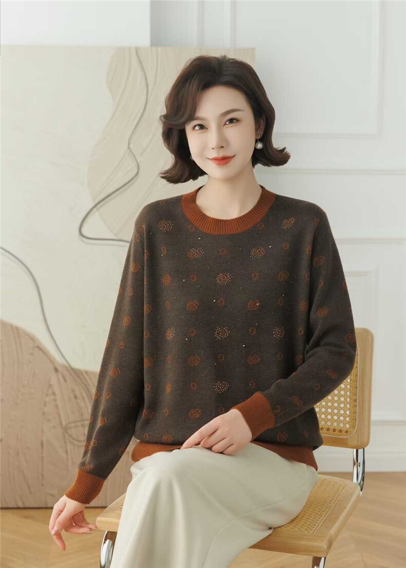 2025年秋季通勤通勤单件长袖长袖圆领休闲百搭，女装羊毛衫，斯尔特羊绒