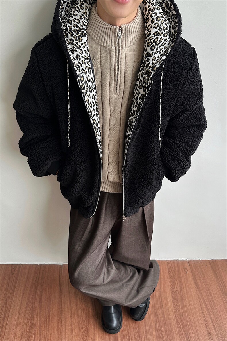 豹纹内里羊羔毛棉服男女冬季保暖外套痞帅D51205-TP95178,男装棉衣,电商A102