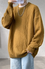 8XL-M圆领毛衣男秋冬季宽松慵懒套头麻花针织衫毛线衣MY19005P68，男装针织衫/毛衣，电商B312