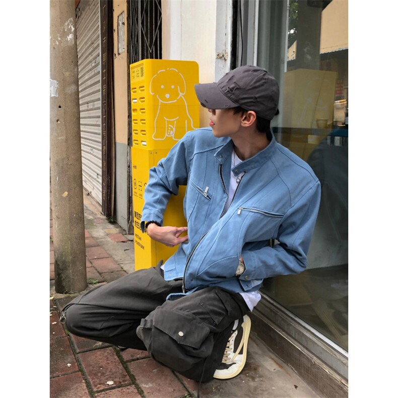 【有货】冰川蓝立领外套男高级感痞帅春秋工装夹克JK7703CC-特P65,男装夹克,星座1007（原301D）