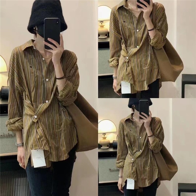 竖条衬衫，女装衬衫，依多坊