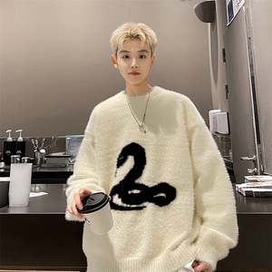 2024新款马海毛美式毛衣男慵懒风高级感小众针织衫现货 W8467-P46图片