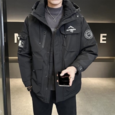 冬季新款工装羽绒服男中长款冲锋衣保暖羽绒外套Y3677-P220，男装羽绒服，电商A239