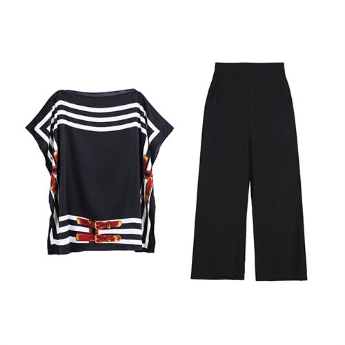 休闲时尚气质百搭宽松优雅套装/套裙通勤两件套2024年夏季维纶，女装套装/套裙，火爆靓佳人