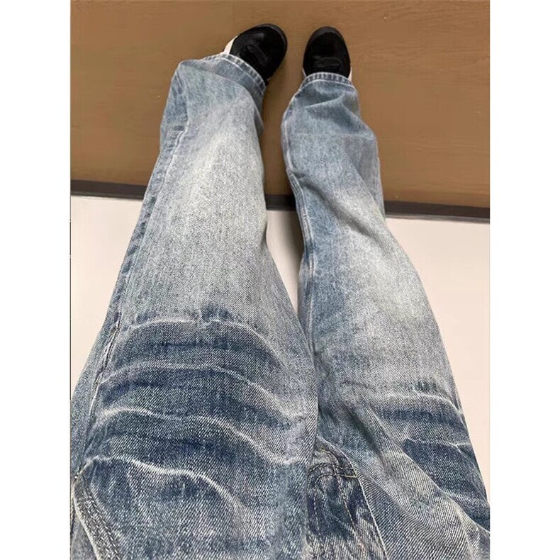 【有货】NZ455HH-特P42冰蓝闪电纹水洗牛仔裤男女直筒裤子,男装牛仔裤,星座1007（原301D）