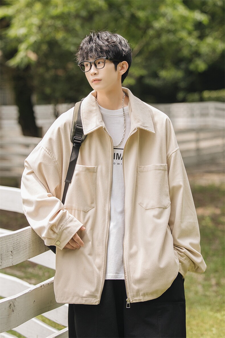 2023秋潮流灯芯绒cityboy拉链外套男休闲大码翻领夹克J25019-P85,男装夹克,电商A082