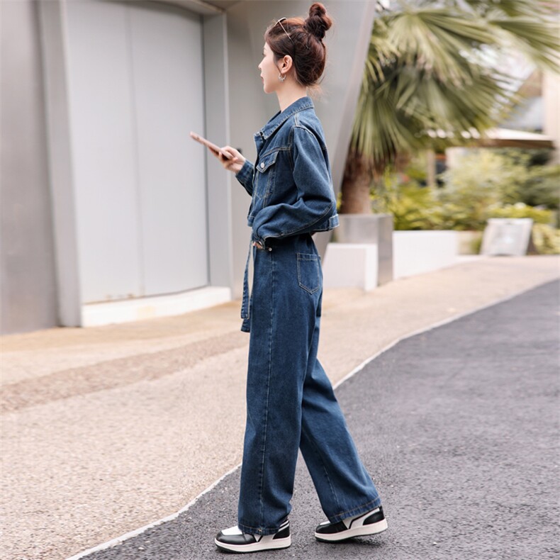 （现货）2026春秋季新款欧货网红炸街短外套牛仔工装裤两件套,女装套装/套裙,印象茜