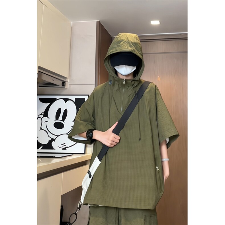 量大优供视频泡泡纱夏款连帽短袖t恤男CP73-特p35,男装T恤,电商B371