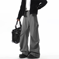 YK168特P40控68无影墙入秋美式宽松阔腿拖地微喇褶皱垂感西裤，男装西裤，电商A249