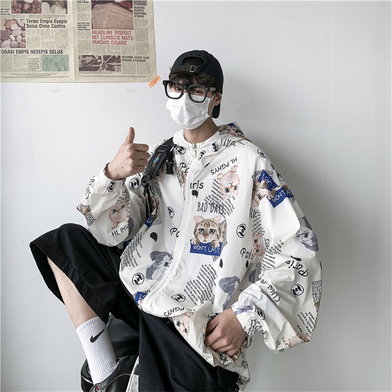 F3066/P45防晒衣男女外套韩版大码薄款夹克衫印花防晒服男,男装夹克,电商A141