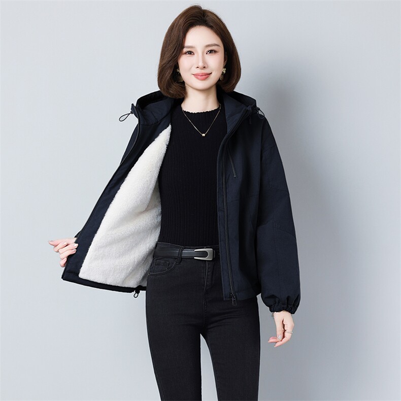 2025年冬季新品热销款加绒加厚保暖洗水做旧派克服加厚长袖2595款,女装派克服,秋牧寒烟