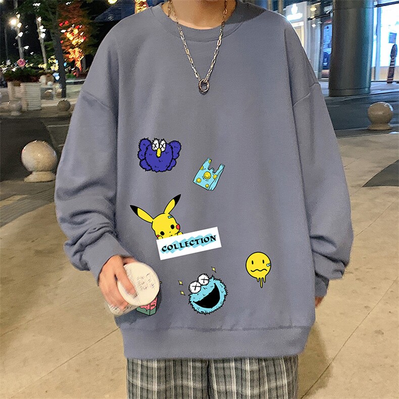S6079-P28加绒款-P33秋季圆领卫衣男大码韩版宽松长袖外套,男装卫衣,电商A040