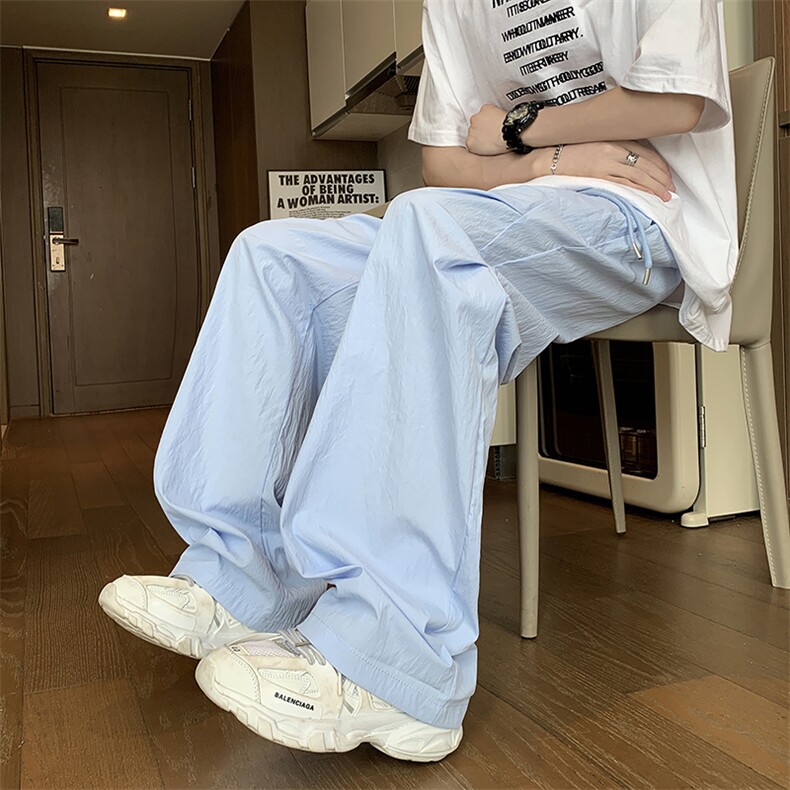 冰丝休闲裤子男夏季美式潮流运动薄款阔腿长裤子K0613-P35,男装休闲裤,星座308B-2