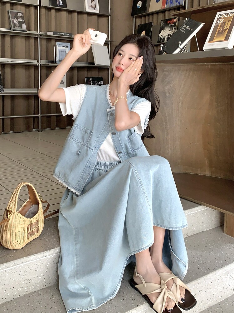 2025年夏季新款牛仔三件套2B72-6613-p155控245,女装套装/套裙,乐吉娜